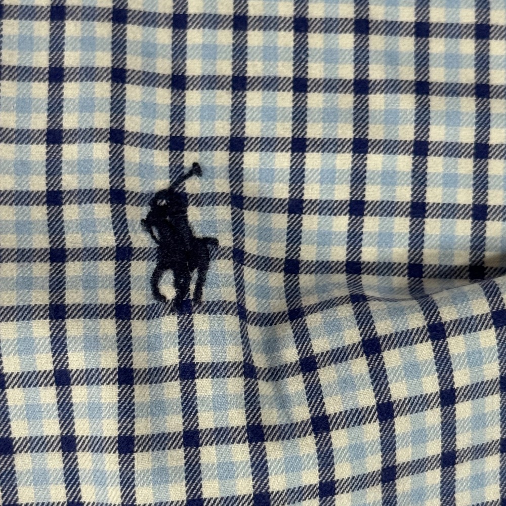 Ralph Lauren Vintage 90's Men's Large Blake Long Sleeve Blue Plaid Polo y2k - Picture 3 of 8